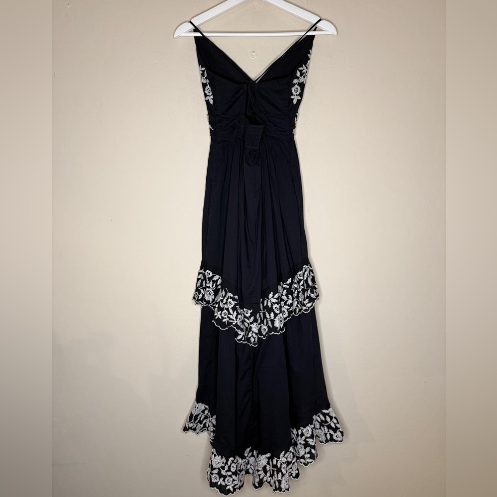 Abercrombie & Fitch Black Floral Tiered Maxi Dress White Floral Accents Small - Picture 5 of 10